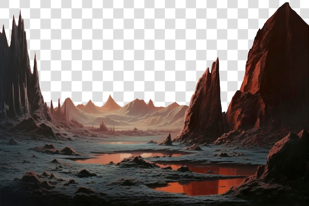 PSD alien landscape with rocky terrain