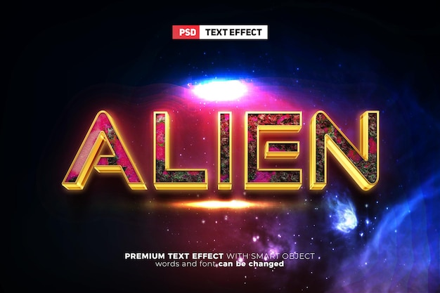 Alien space galaxy red movies logo mockup grunge 3d editable text effect