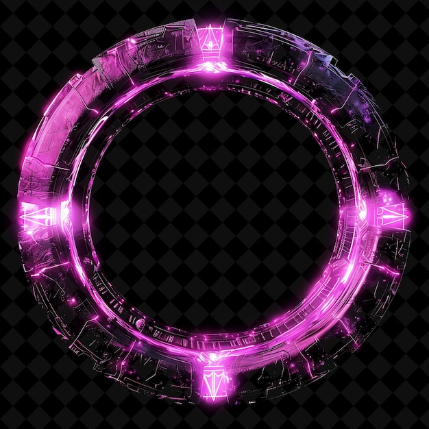 Alien Stargate With Extraterrestrial Technology and Cryptic PNG Y2K Shape Neon Color Collection