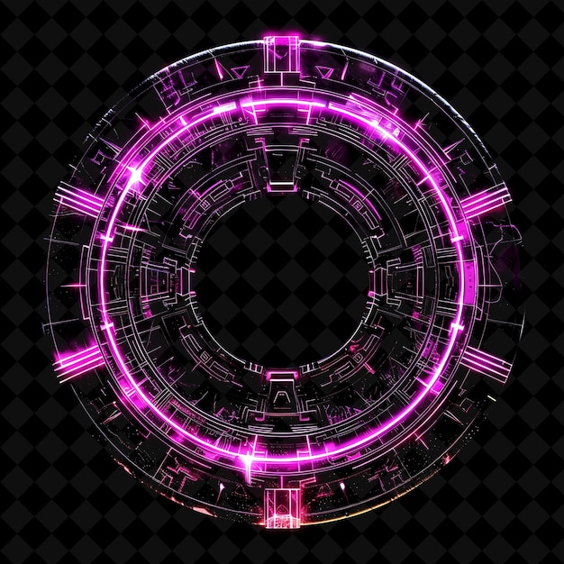 Alien Stargate With Extraterrestrial Technology and Cryptic PNG Y2K Shape Neon Color Collection