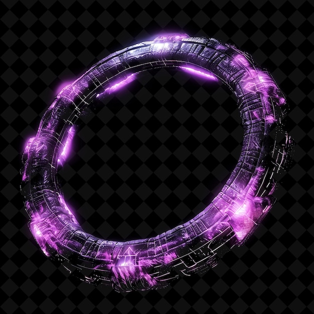 Alien Stargate With Extraterrestrial Technology and Cryptic PNG Y2K Shape Neon Color Collection