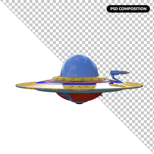 Alien UFO isolated 3d rendering