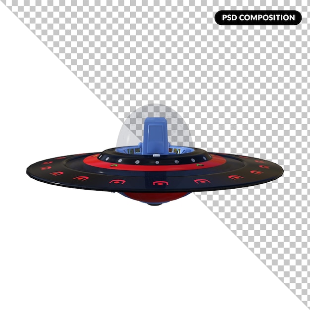 Alien UFO isolated 3d rendering