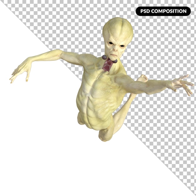 Aliens creature isolated 3d rendering