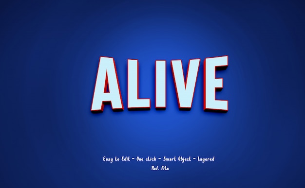 Alive 3d text effect modern style on blue  