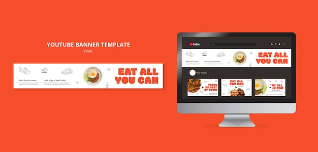 All you can eat restaurant youtube banner template