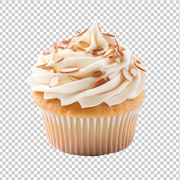 almond nut cupcake isolated on transparent background