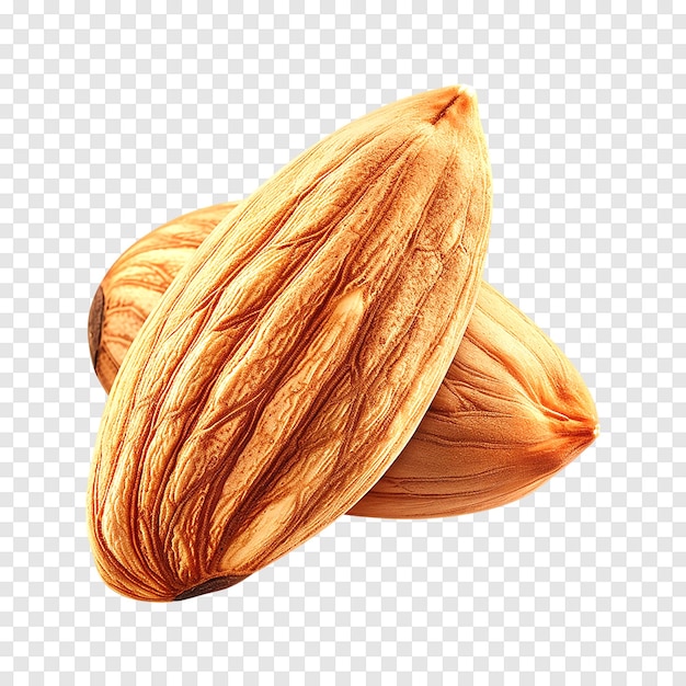 Almond nuts isolated on a transparent background