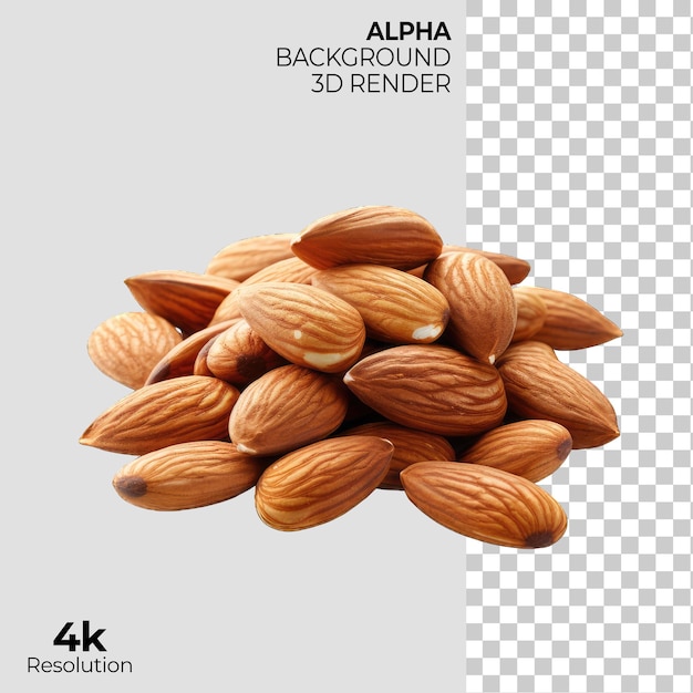 almonds isolated on Transparent Background