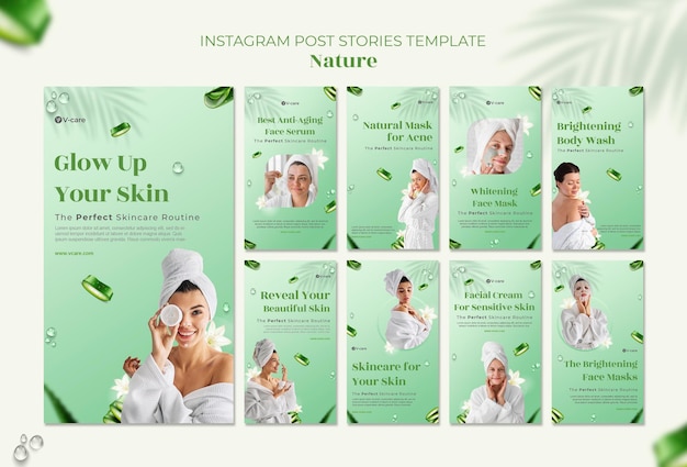 Aloe vera natural cosmetics instagram story template design