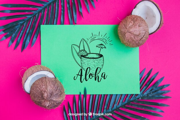 PSD aloha concept with coconut