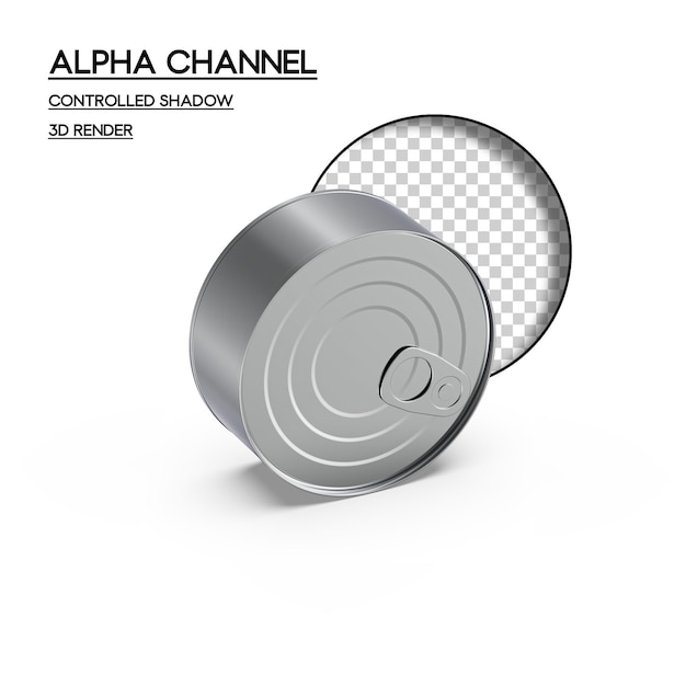 Alpha Channel Tin Can Transparent 3D Render