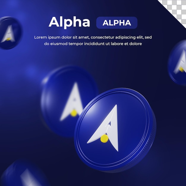 Alpha Finance Lab alpha cryptocurrency coin 3d rendering