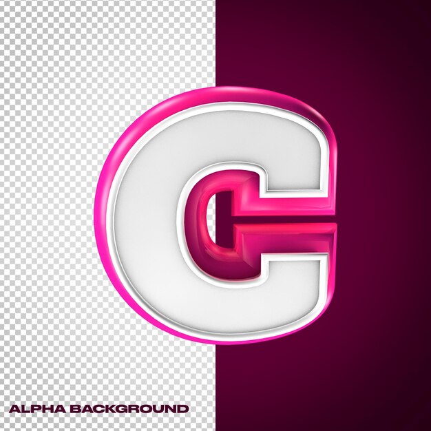 PSD alphabet 3d letter c with pink and white colors