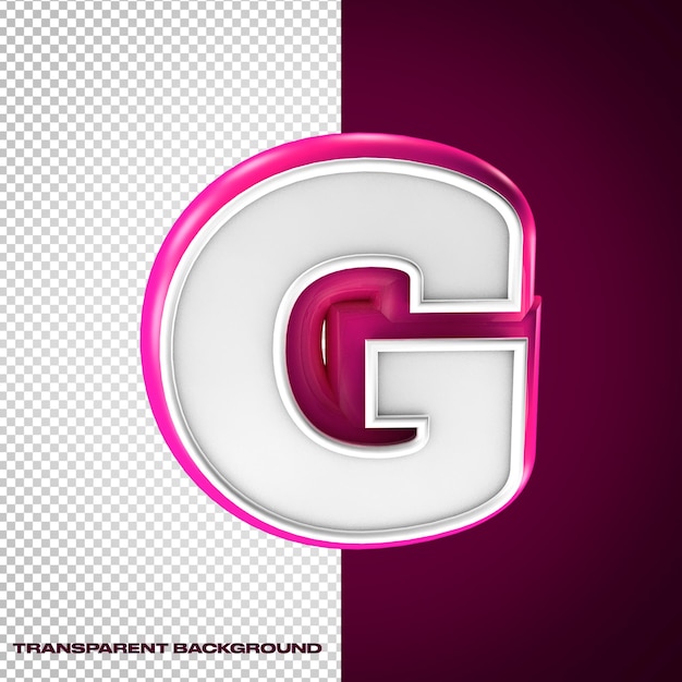 Alphabet 3D letter G with pink and white colors