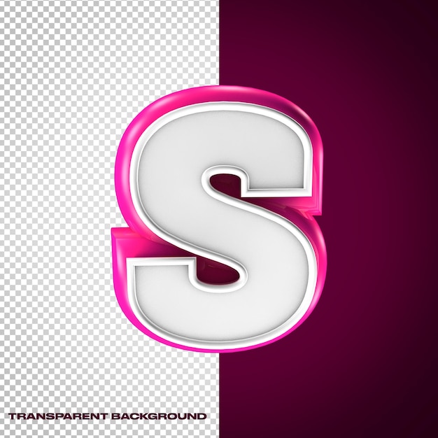 Alphabet 3D letter S with pink and white colors