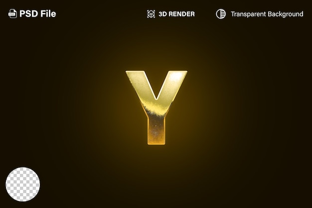 Alphabet 3D letter Y golden effect isolated on transparent background