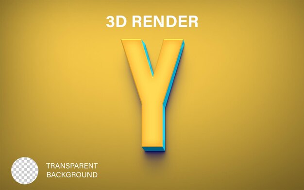 Alphabet 3D letter Y Yellow and blue color isolated on transparent background