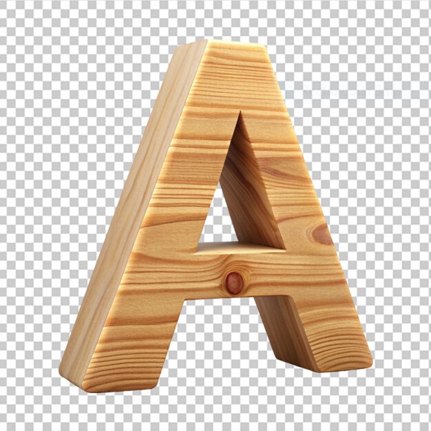 alphabet 3d wooden letter a on transparent background