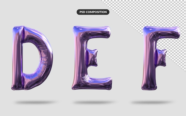 alphabet balloons 3D rendering