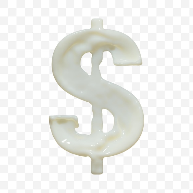 Alphabet dollar sign made of white skimmed milk isolated