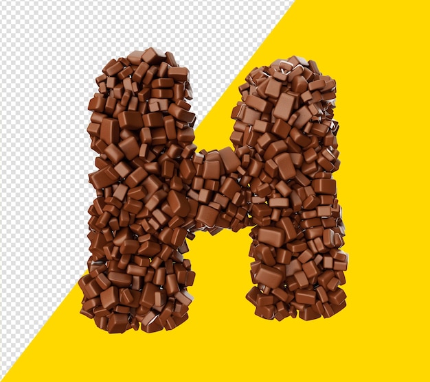 Alphabet H made of chocolate Chips Chocolate Pieces Alphabet Letter H 3d illustration