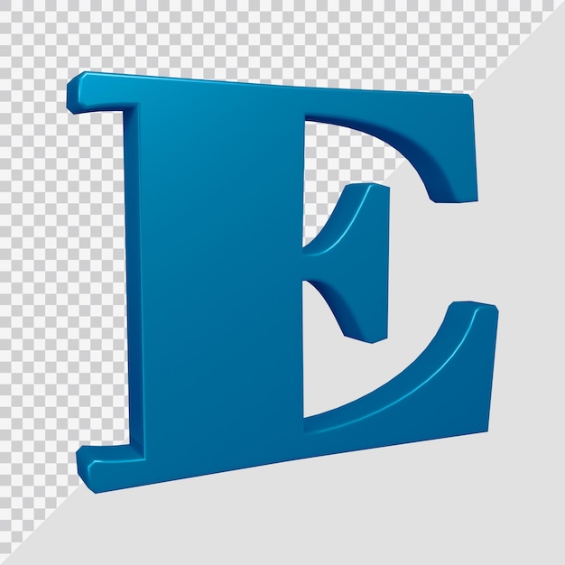 Alphabet letter e 3d render