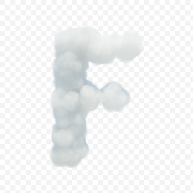 Alphabet letter f made of white cloud on isolated background