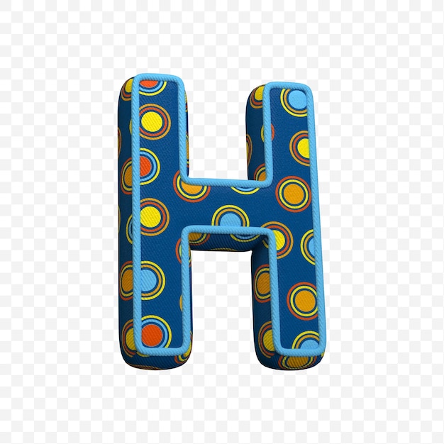 Alphabet letter h made of textile pattern 3D illustration isolated