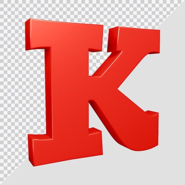 Alphabet letter k 3d render