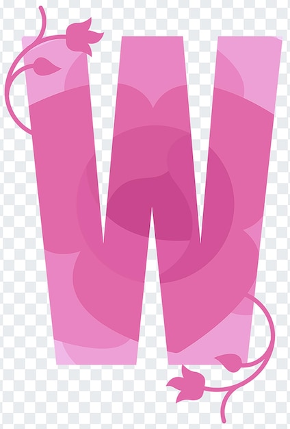 PSD alphabet letter w on transparent background