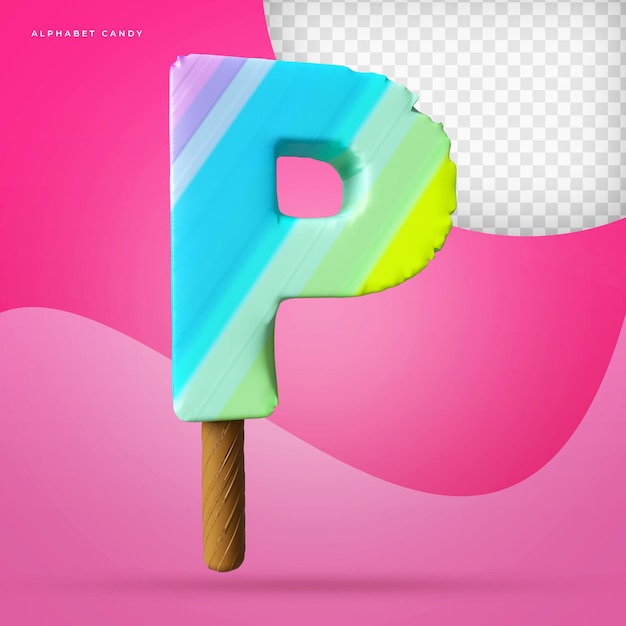 Alphabet lollipop 3d render premium