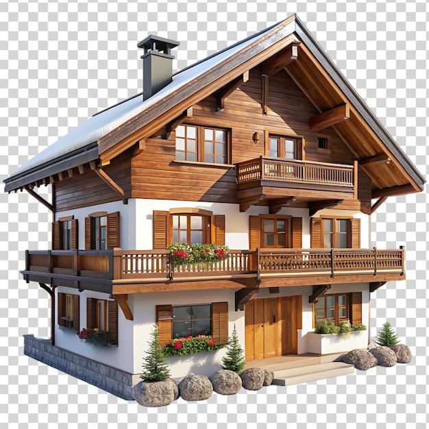 PSD alpine chalet isolated on transparent background