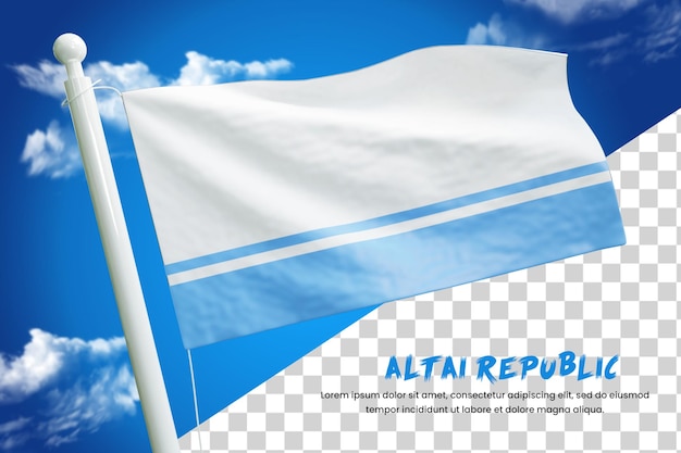 Altai Republic realistic flag 3d render isolated or 3d Altai Republic waving flag illustration