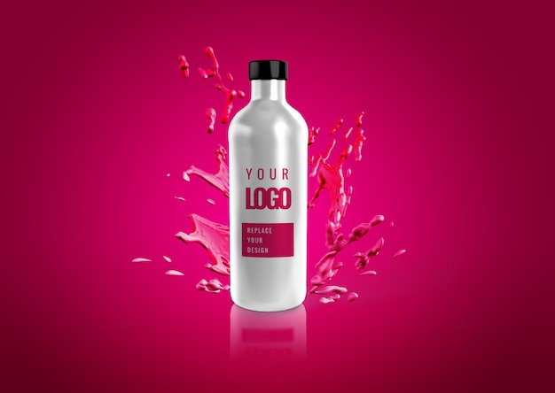 Aluminium bottle mockup advertising