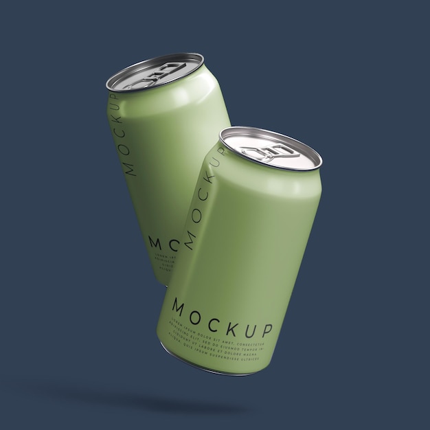 Aluminium cans in the air mockup