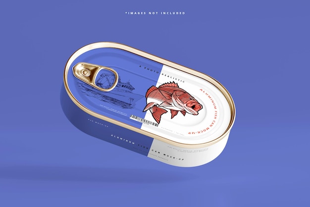 PSD aluminum fish can mockup