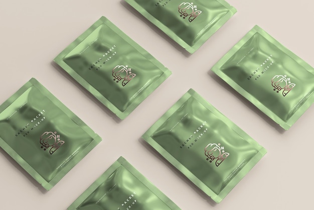 Aluminum Foil Sachet Packet Mockup