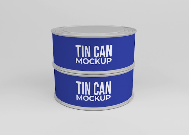 Aluminum food tin can mockup isolated