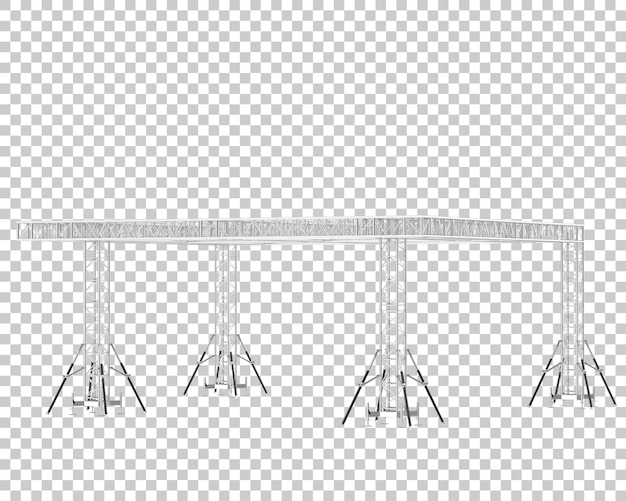 Aluminum frame structure isolated on transparent background 3d rendering illustration