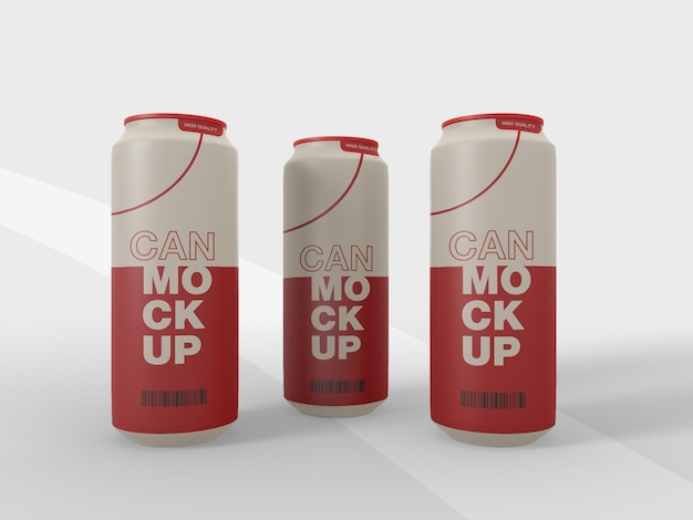 Aluminum and metal soda can mockup for branding and identity