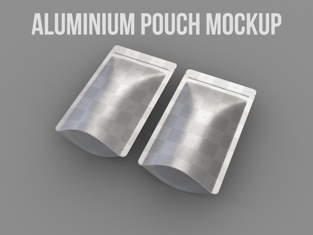 Aluminum Pouch Mockup with gray background