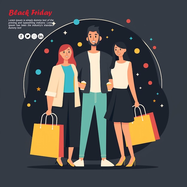 PSD amazing black friday shopping with balloons and gift boxes images