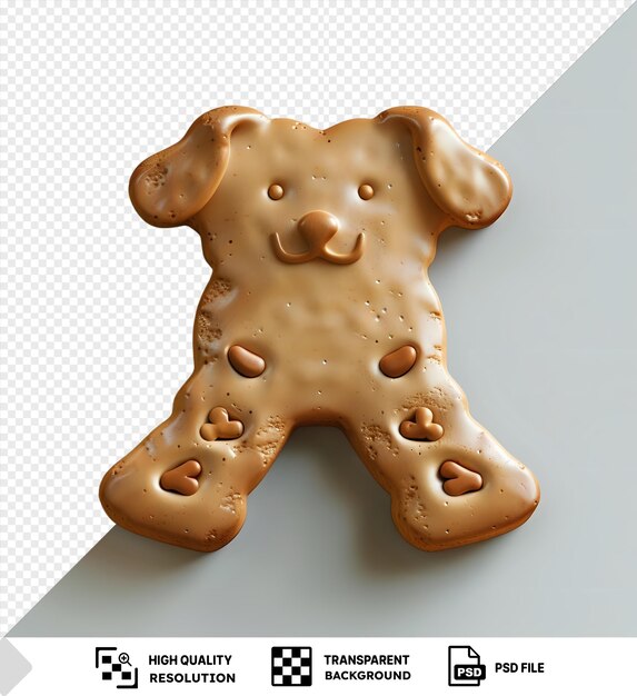 PSD amazing bone shape dog cookie png clipart featuring a brown nose and ear with a white shadow in the background png psd