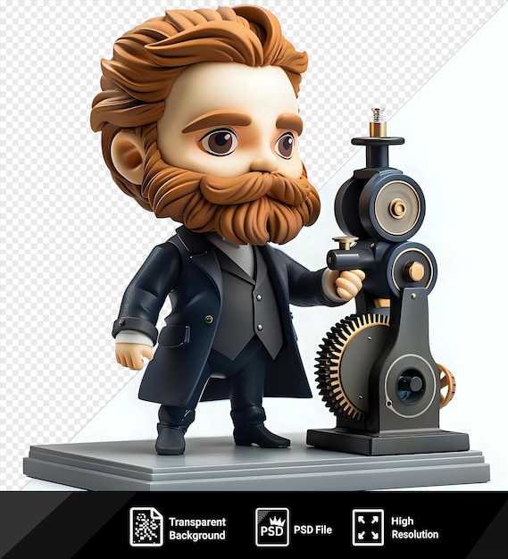 PSD amazing chibi wilhelm roentgen the physicist with a tiny x ray machine