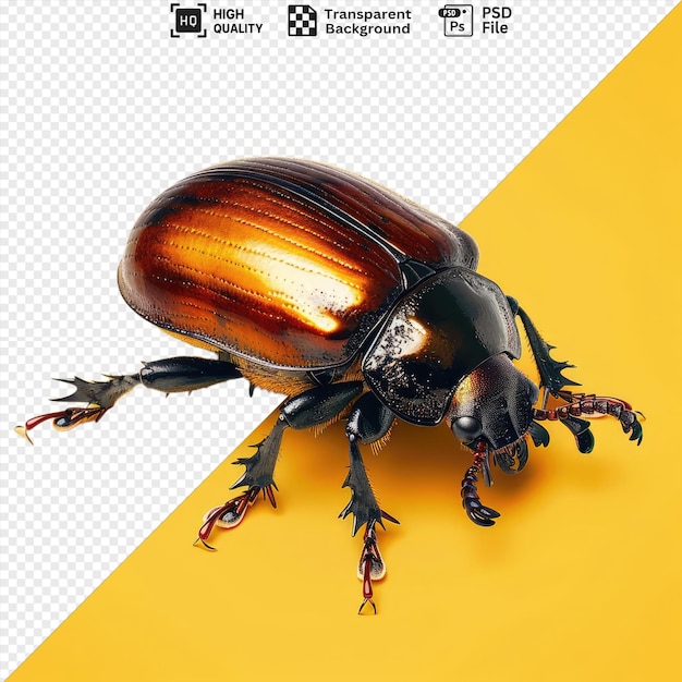 amazing dung beetle isolated on transparent background accompanied by a black crab and a black foot