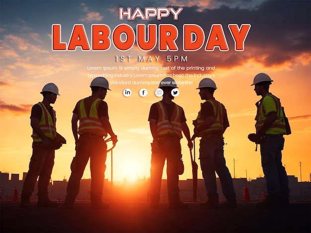 amazing Labour Day Poster and social post template with beautiful construction Background