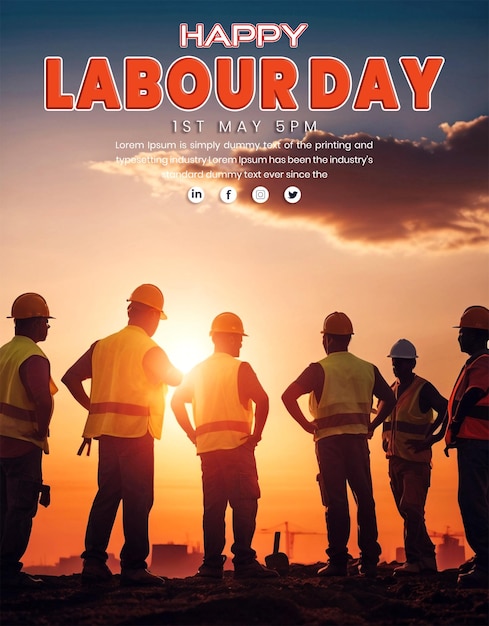 amazing Labour Day Poster and social post template with beautiful construction Background