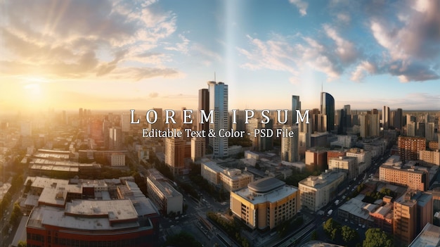 Amazing panorama view of New York city skyline and skyscraper at sunset