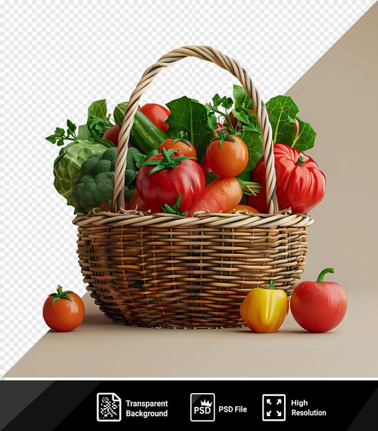 amazing raw vegetables in basket over isolated background